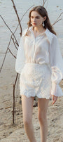 Gladys Wrap High Waist Silk Lace Mini Skirt - MEAN BLVD