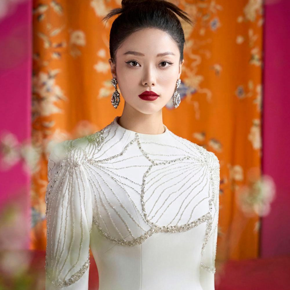 Glamor A-line High Neck Velvet Satin Floor Length Ao Dai - MEAN BLVD