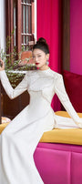 Glamor A-line High Neck Velvet Satin Floor Length Ao Dai - MEAN BLVD
