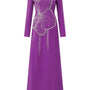 Gleams A-line Long Sleeved Velvet Satin Maxi Dress - MEAN BLVD