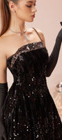 Glimpse Asymmetric Straight Across Neck Velvet High-low Dress - MEAN BLVD
