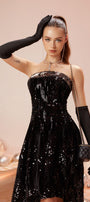 Glimpse Asymmetric Straight Across Neck Velvet High-low Dress - MEAN BLVD