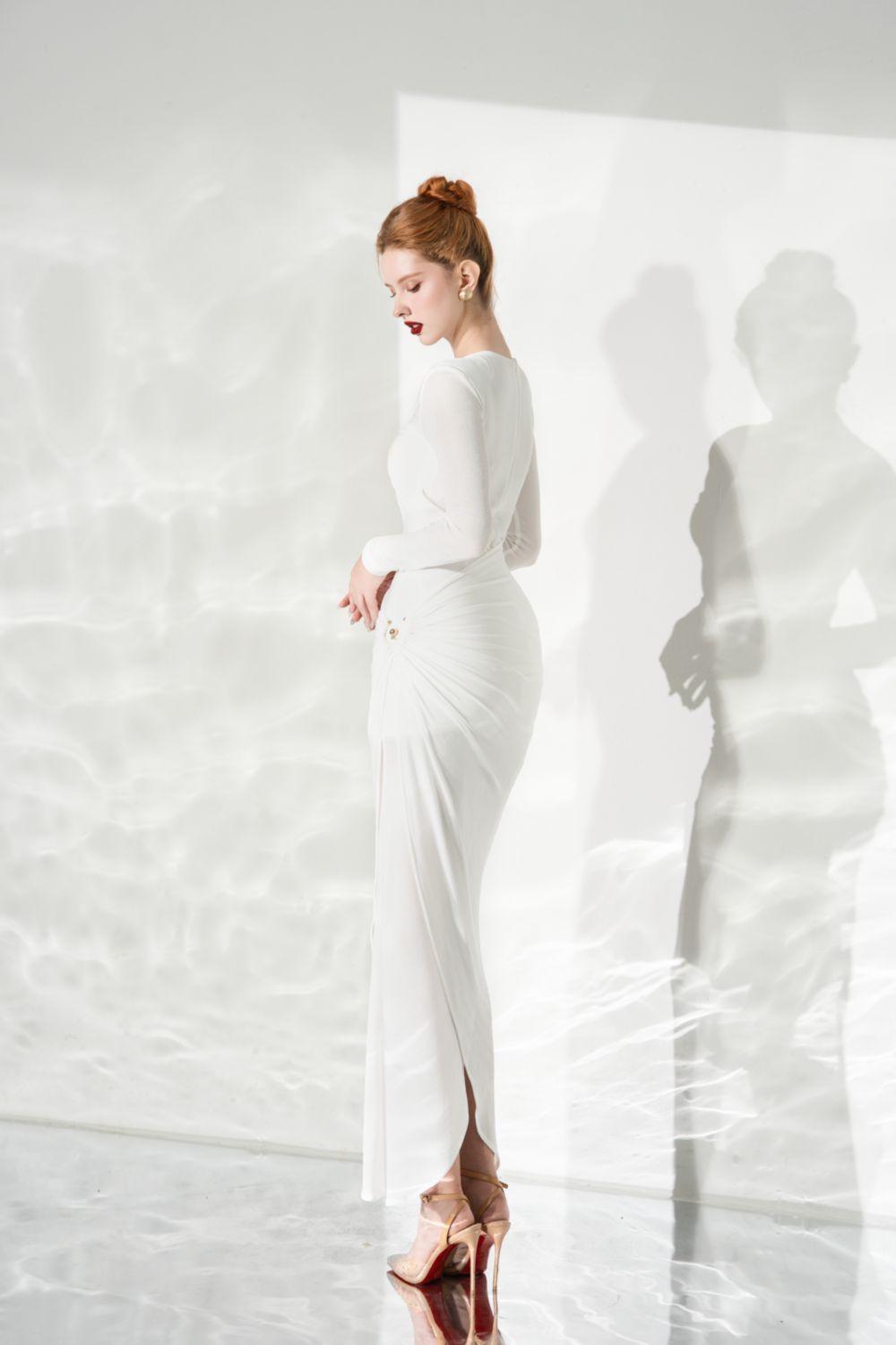 Glory Bodycon Gathered Spandex Ankle Length Dress - MEAN BLVD