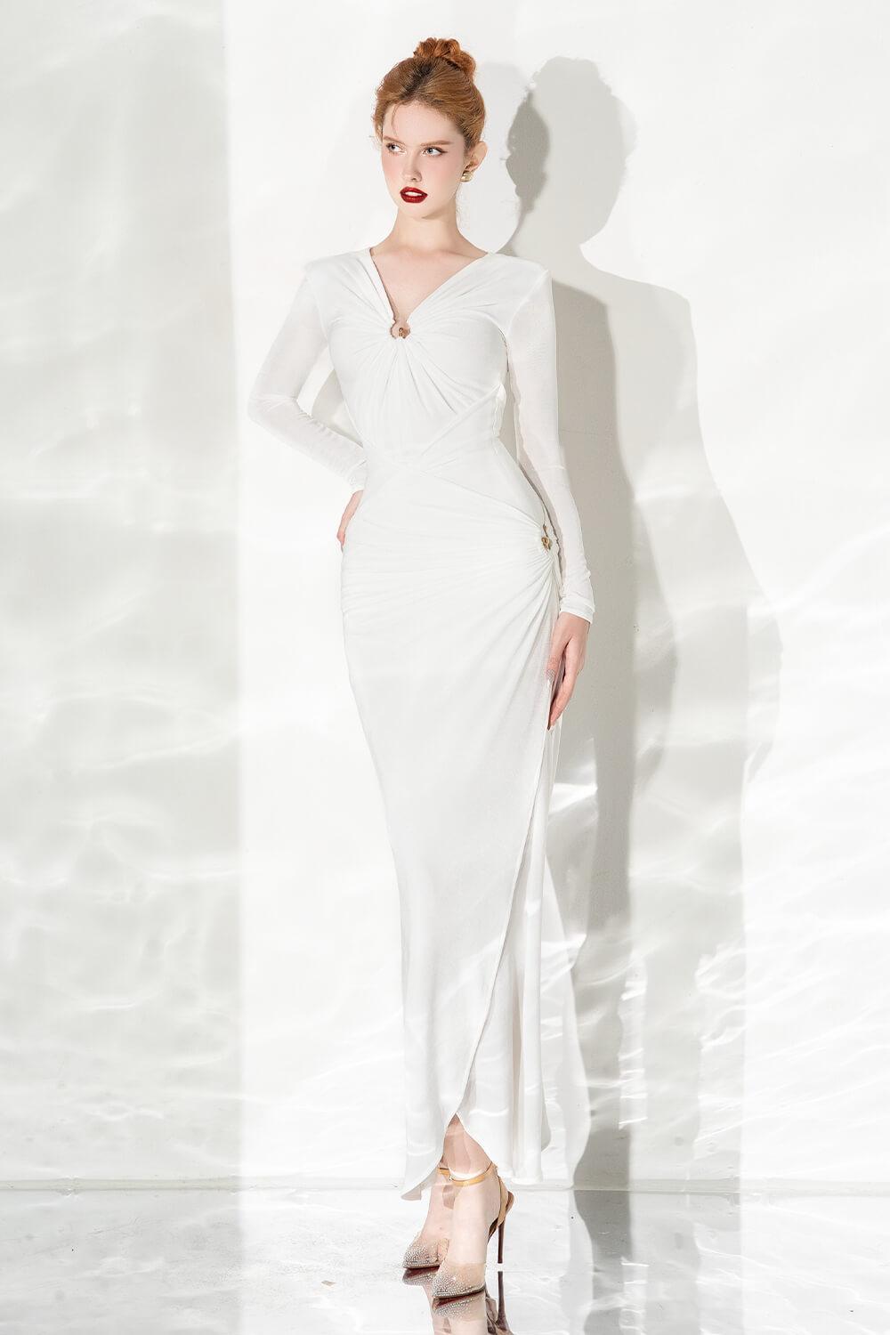 Glory Bodycon Gathered Spandex Ankle Length Dress - MEAN BLVD