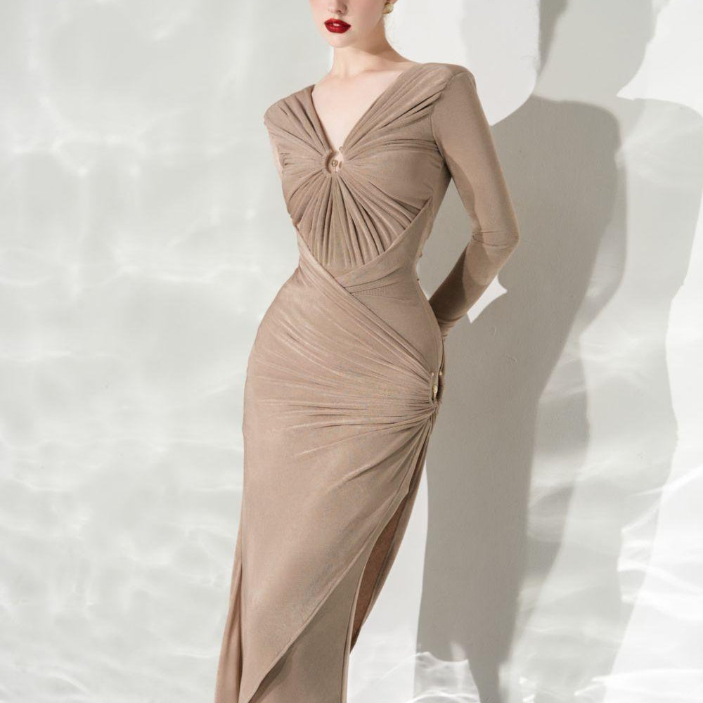 Glory Bodycon Gathered Spandex Ankle Length Dress - MEAN BLVD