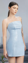 Glossies Bodycon Straight Across Neck Pu Leather Mini Dress - MEAN BLVD