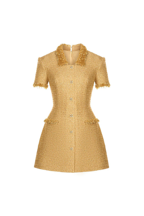 Gold Embellished Mini Dress - MEAN BLVD