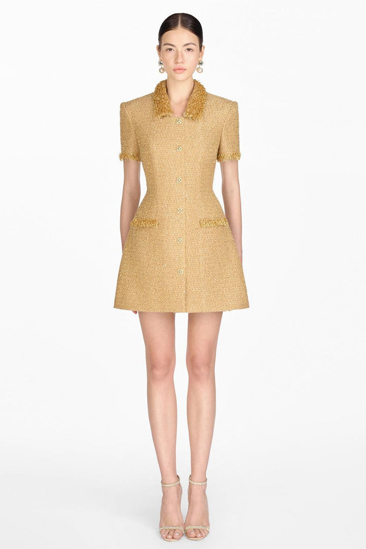 Gold Embellished Mini Dress - MEAN BLVD