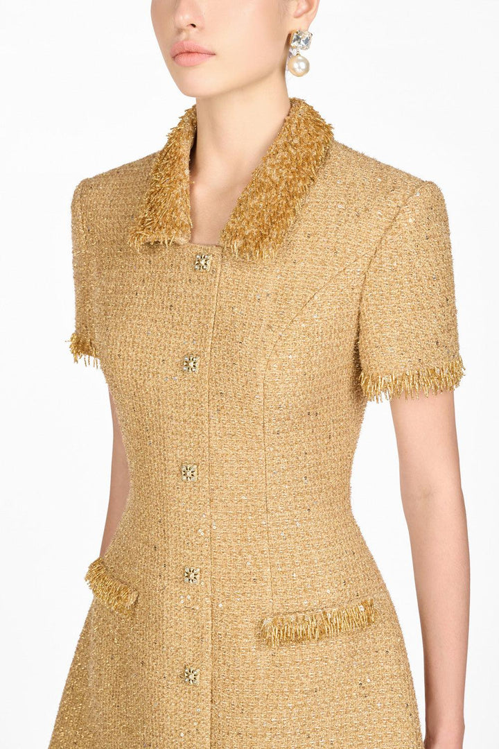 Gold Embellished Mini Dress - MEAN BLVD