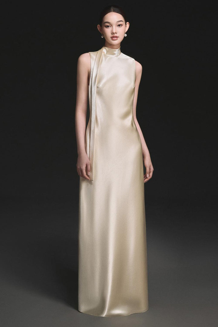Gold Sleeveless Silk Dress - MEAN BLVD