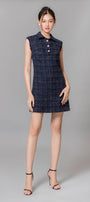 Goldie A-line Sleeveless Tweed Mini Dress - MEAN BLVD