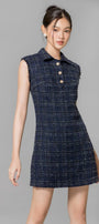 Goldie A-line Sleeveless Tweed Mini Dress - MEAN BLVD
