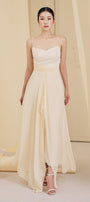 Goldie Asymmetric Semi-Heart Neck Chiffon Floor Length Dress - MEAN BLVD