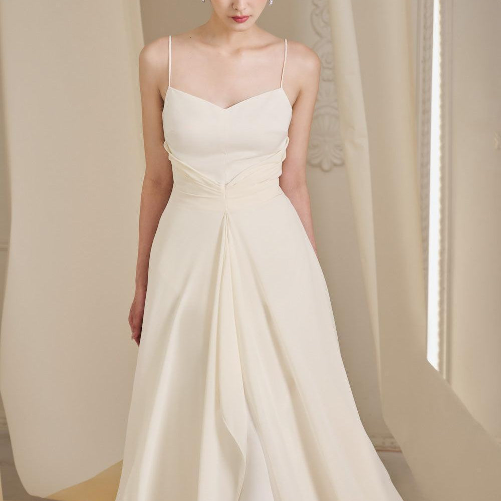 Goldie Asymmetric Semi-Heart Neck Chiffon Floor Length Dress - MEAN BLVD