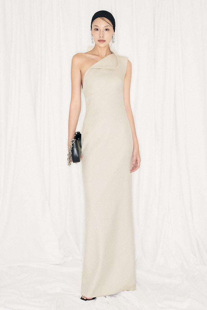 Goldie Sheath One Shoulder Satin Crepe Floor Length Dress - MEAN BLVD