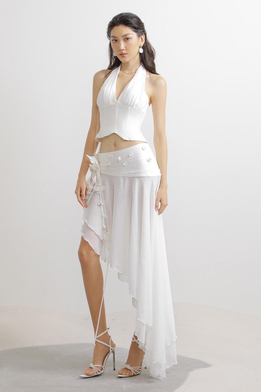 Gonzalez Asymmetric Layered Organza Voile Maxi Skirt - MEAN BLVD
