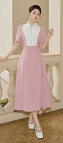 Gotpink A-line Short Sleeved Linen Cotton Midi Dress - MEAN BLVD