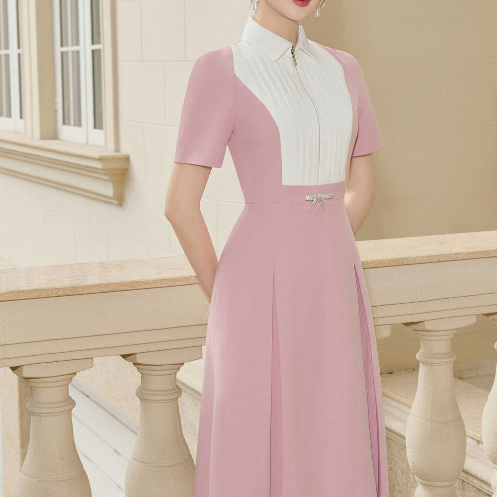 Gotpink A-line Short Sleeved Linen Cotton Midi Dress - MEAN BLVD