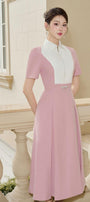 Gotpink A-line Short Sleeved Linen Cotton Midi Dress - MEAN BLVD