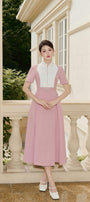 Gotpink A-line Short Sleeved Linen Cotton Midi Dress - MEAN BLVD