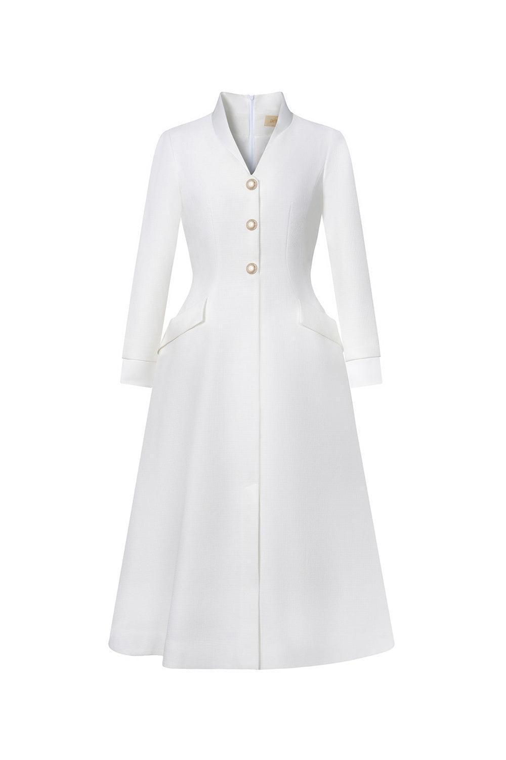 Grace A-line Button Polycotton Midi Dress - MEAN BLVD