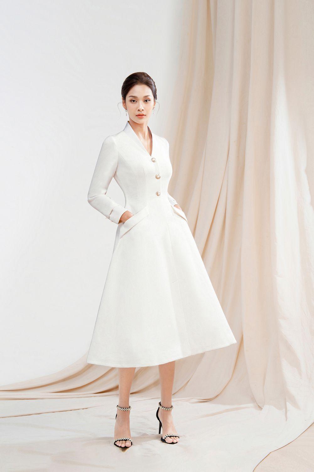 Grace A-line Button Polycotton Midi Dress - MEAN BLVD