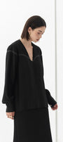 Grace Straight Cuff Sleeved Silk Top - MEAN BLVD