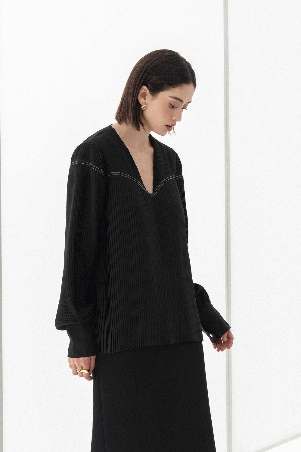 Grace Straight Cuff Sleeved Silk Top - MEAN BLVD