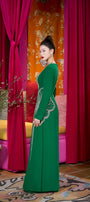 Gracef Sheath Round Neck Velvet Satin Floor Length Ao Dai - MEAN BLVD