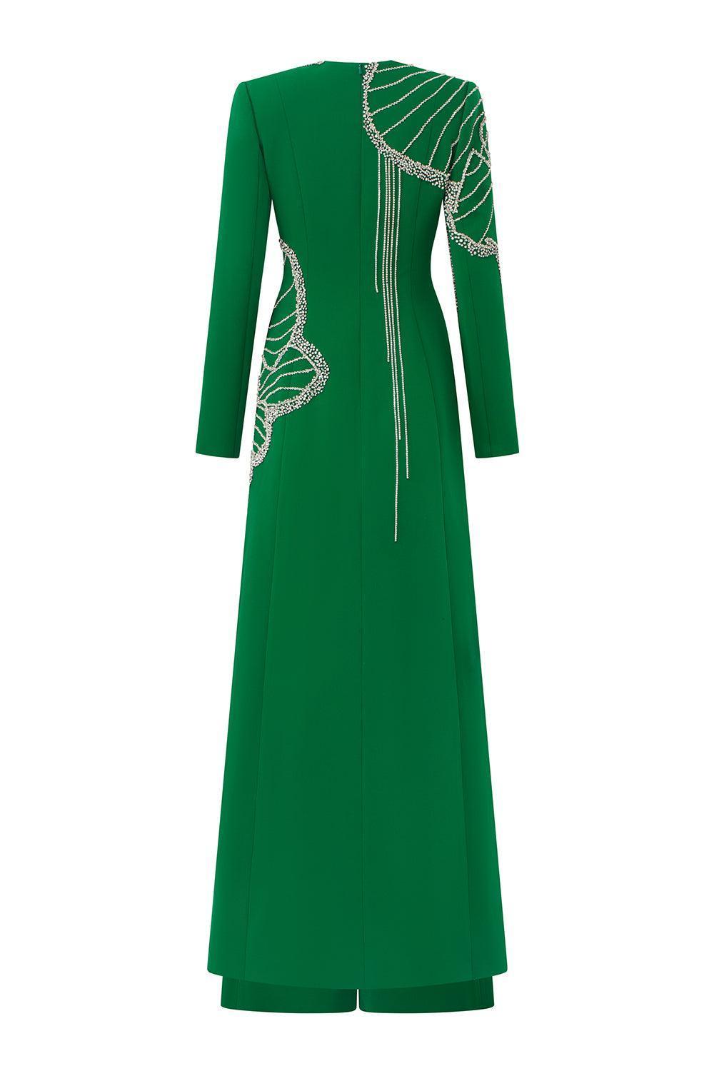 Gracef Sheath Round Neck Velvet Satin Floor Length Ao Dai - MEAN BLVD