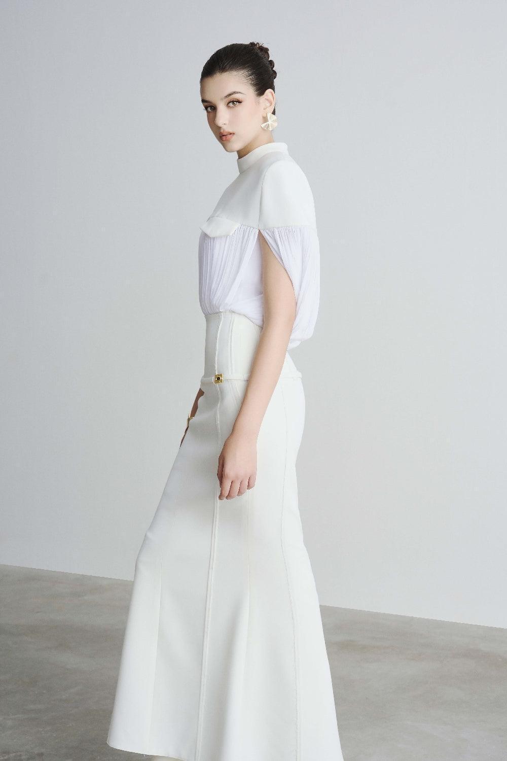 Gracy Trumpet Ribbed Polyester Ankle Length Skirt - MEAN BLVD