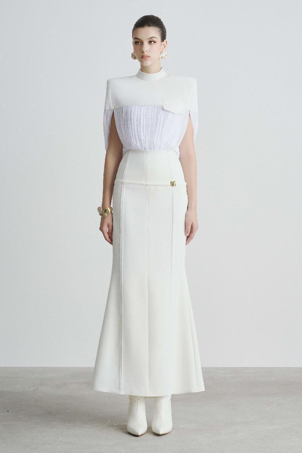 Gracy Trumpet Ribbed Polyester Ankle Length Skirt - MEAN BLVD