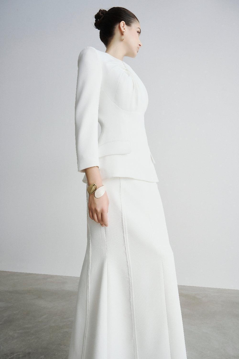 Gracy Trumpet Ribbed Polyester Ankle Length Skirt - MEAN BLVD