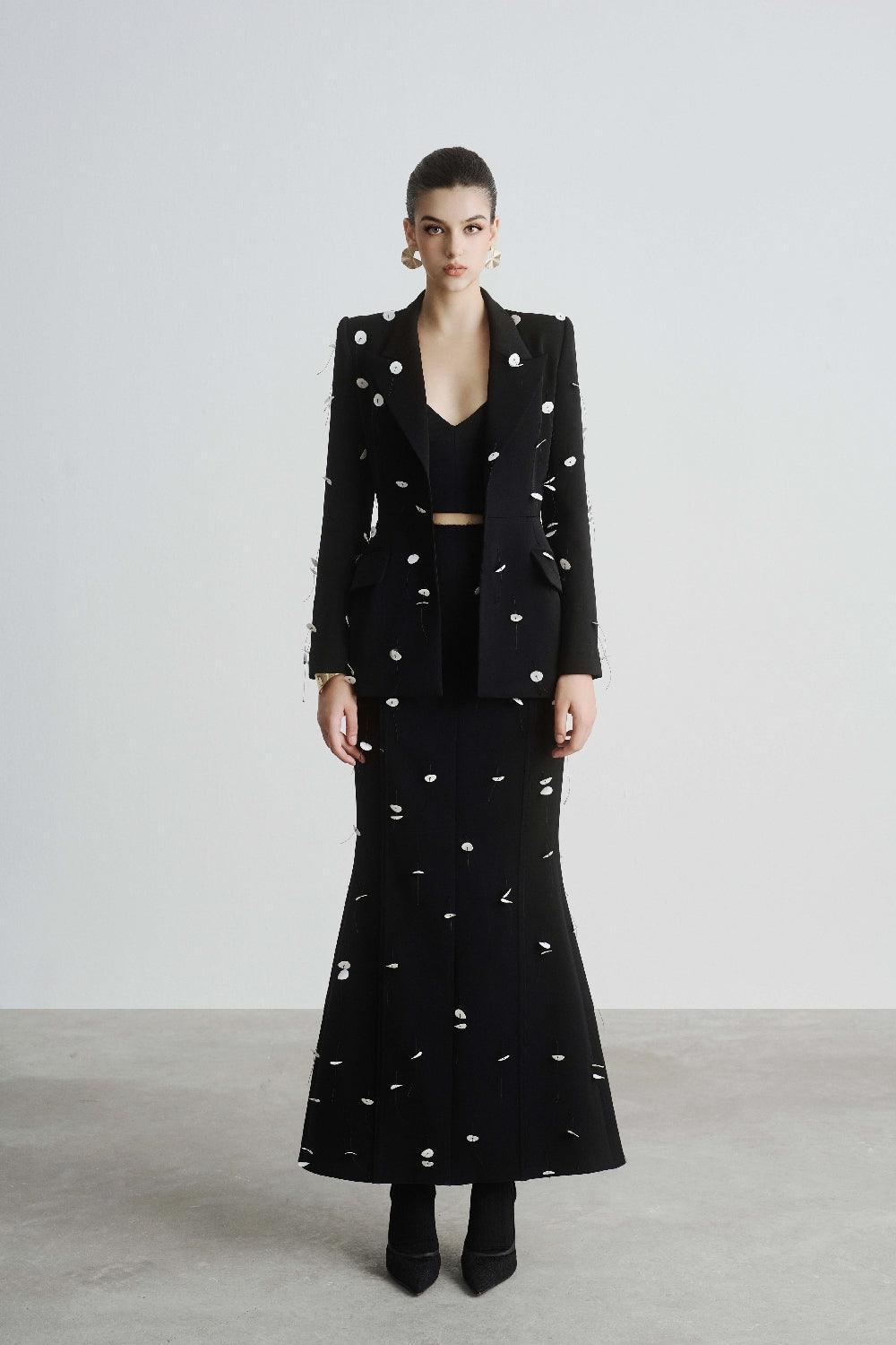 Gracy Trumpet Ribbed Polyester Ankle Length Skirt - MEAN BLVD