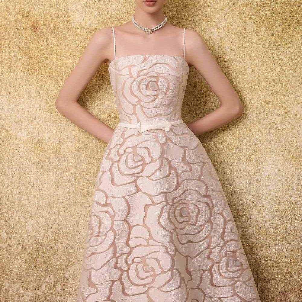 Grandeur A-line Spaghetti Strap Lace Calf Length Dress - MEAN BLVD