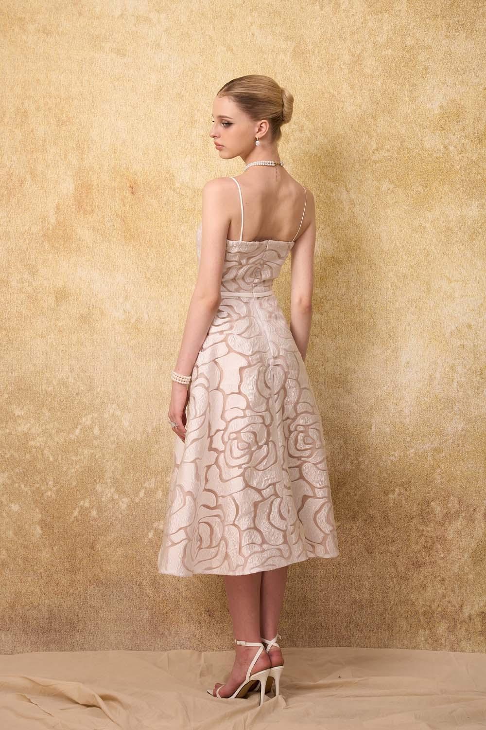 Grandeur A-line Spaghetti Strap Lace Calf Length Dress - MEAN BLVD