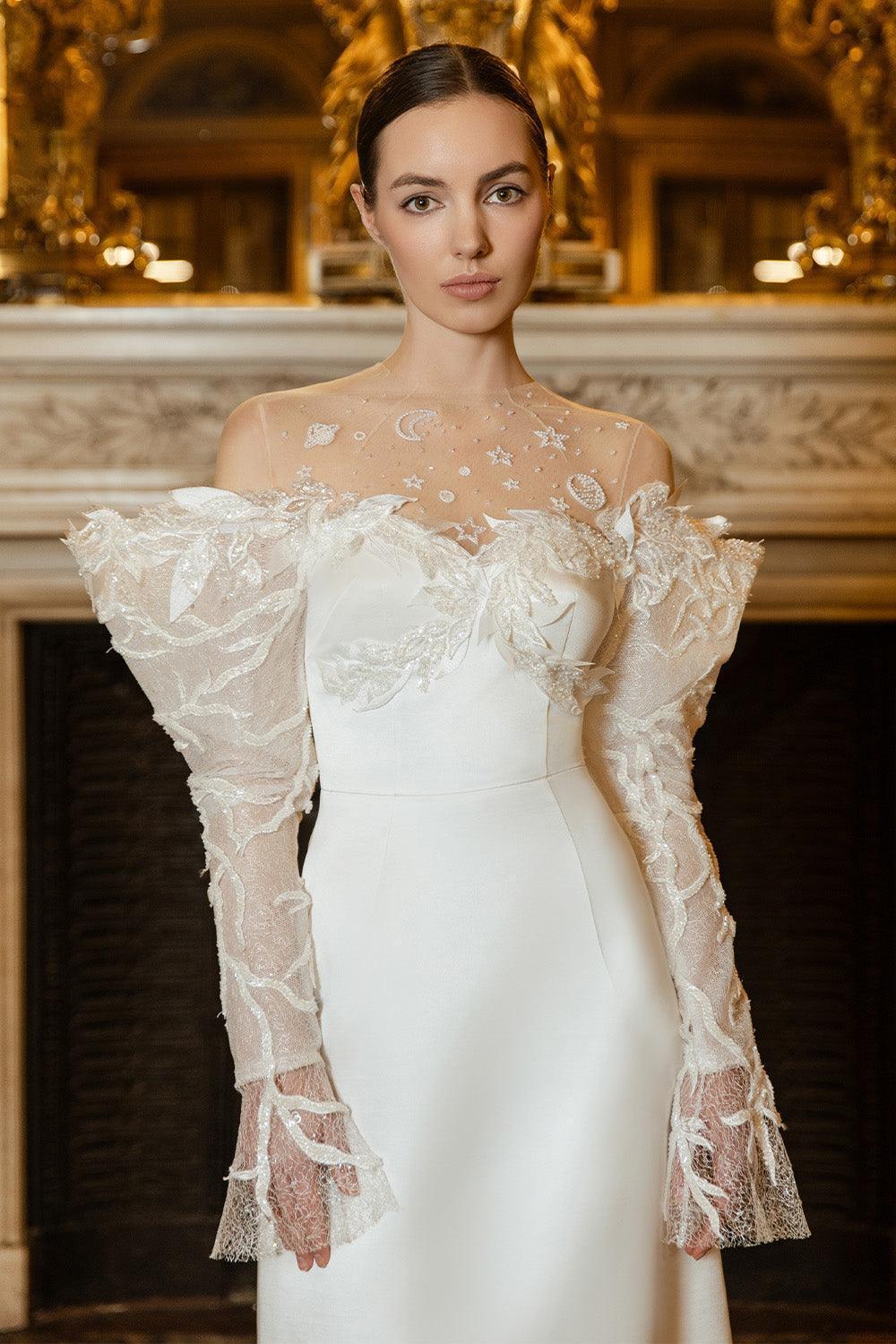 Gratified A-line Illusion Neck Taffeta Silk Floor Length Dress - MEAN BLVD