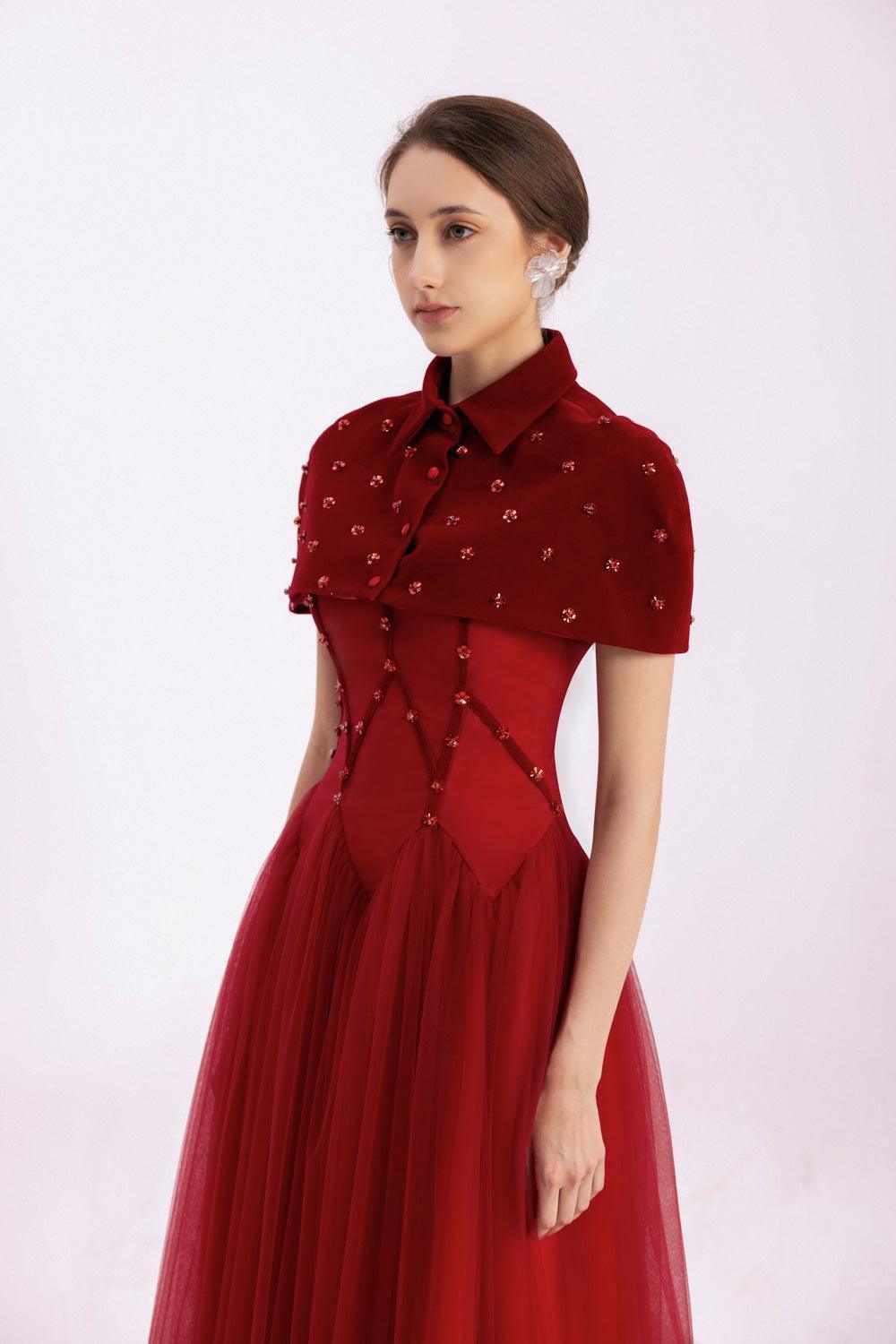 Grayson Gathered Collared Neck Twill Floor Length Set - MEAN BLVD