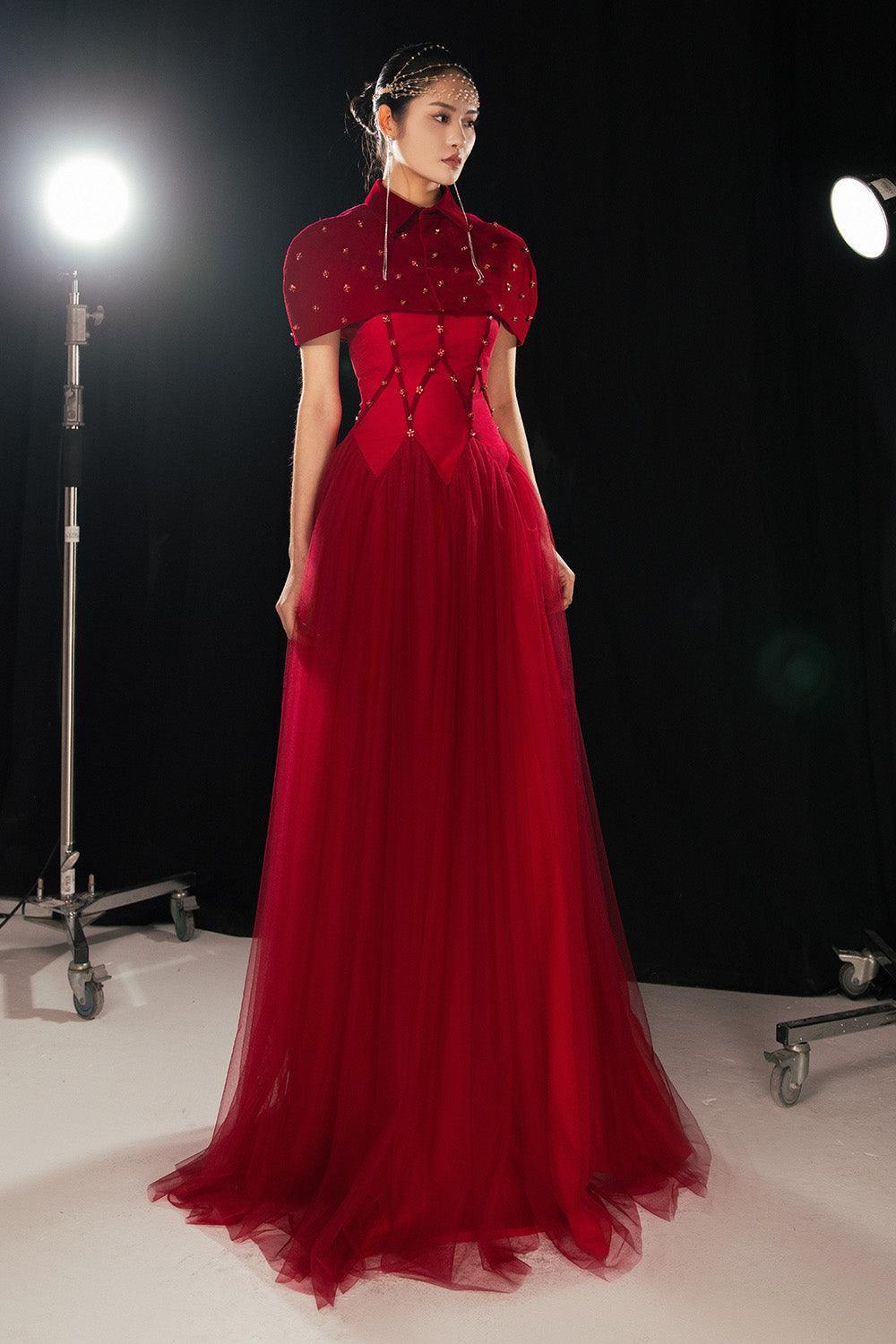 Grayson Gathered Collared Neck Twill Floor Length Set - MEAN BLVD