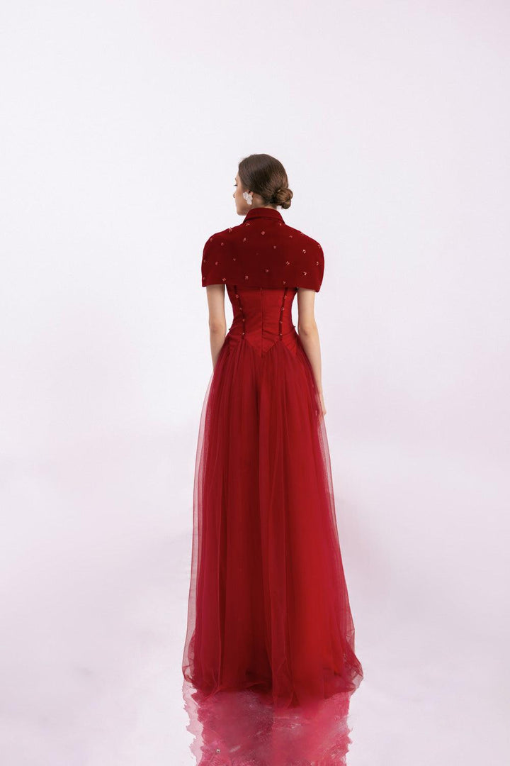 Grayson Gathered Collared Neck Twill Floor Length Set - MEAN BLVD