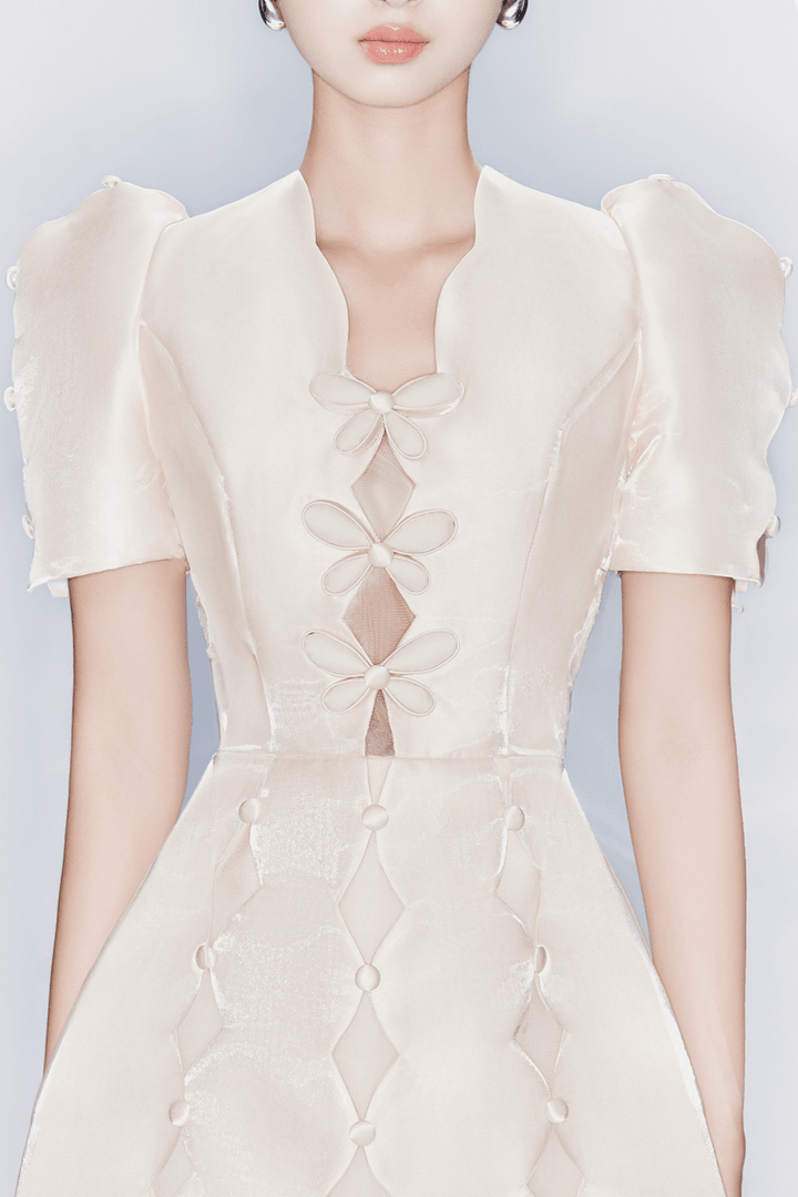Griffith A-line Puffy Sleeved Taffeta Mini Dress - MEAN BLVD