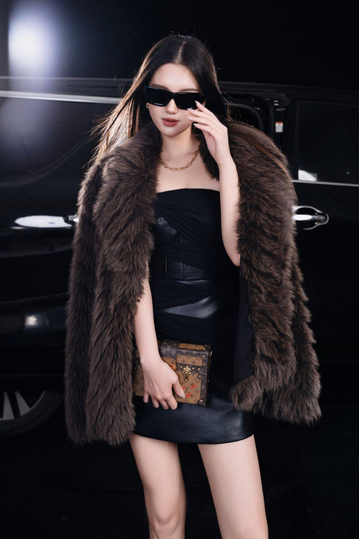 Groby Straight Long Sleeved Faux Fur Coat - MEAN BLVD