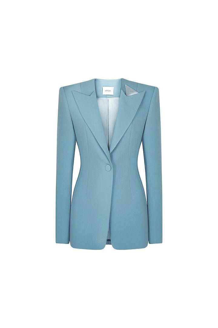 Grosvenor Structured Square Shoulder Crepe Blazer - MEAN BLVD