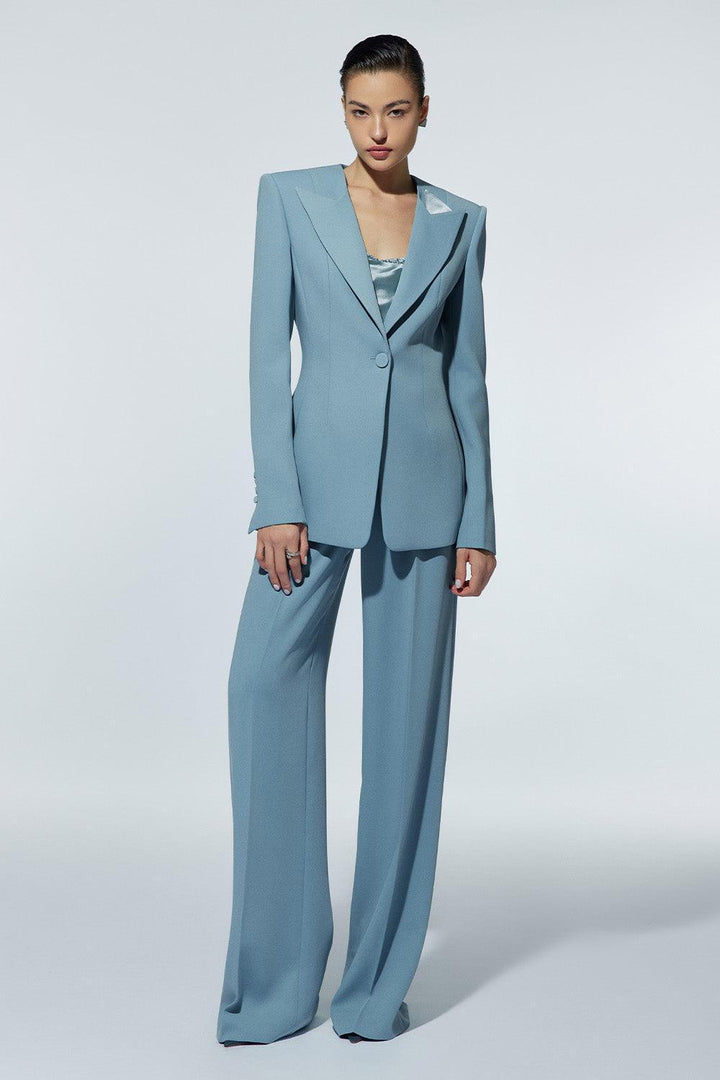 Grosvenor Structured Square Shoulder Crepe Blazer - MEAN BLVD