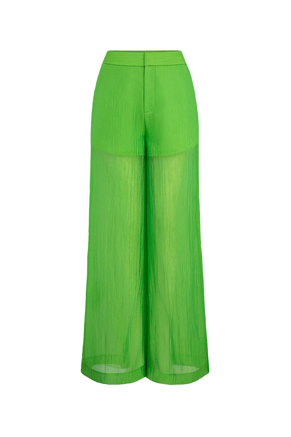 Marigold Straight See-Through Organza Ankle Length Pants