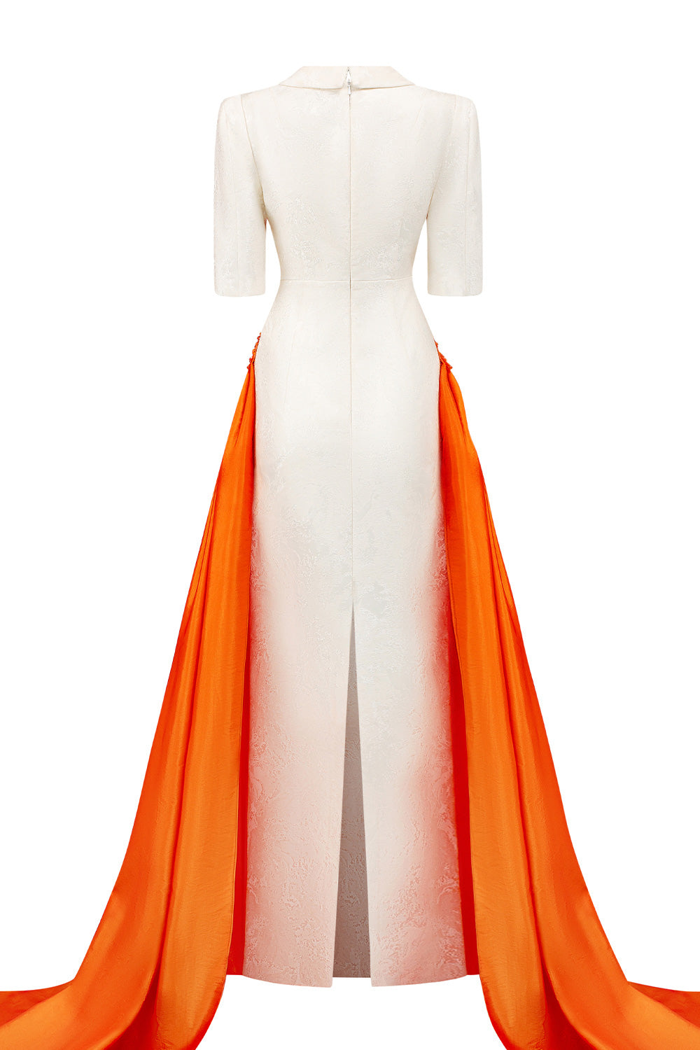 Piper Crossover Symmetric Flap Brocade Extra Long Length Dress