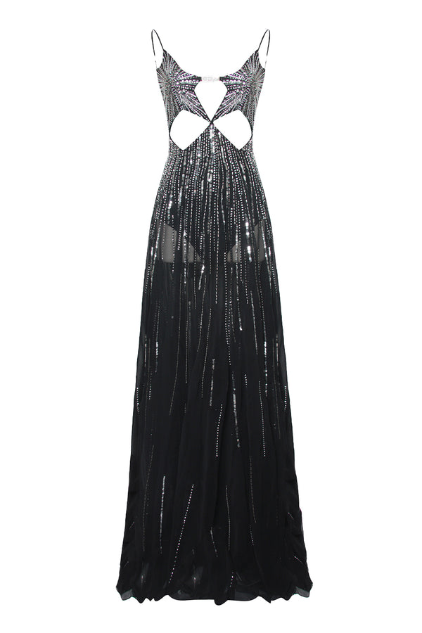 Radha A-line Cut-Out Chiffon Floor Length Dress