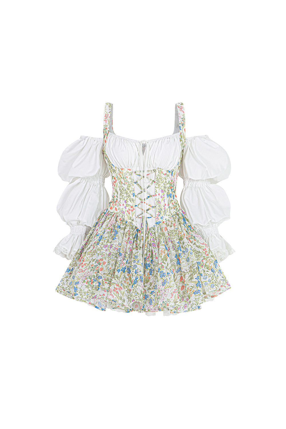 Dream A Little A-line Puffy Sleeved Silk Mini Dress