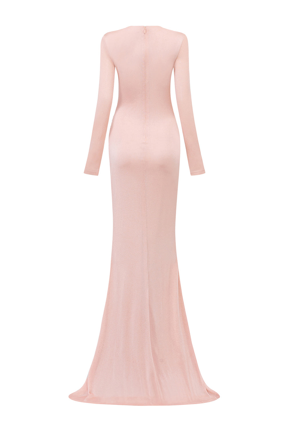 Alaina Mermaid Diagonal Neck Jersey Extra Long Length Dress