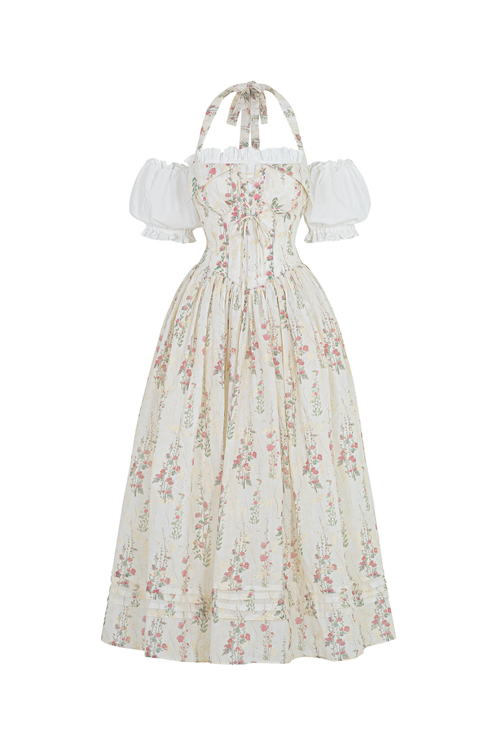 Secret Garden A-line Corset Waist Silk Midi Dress